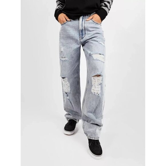 Empyre Denim - Empyre Tori Distressed Wide Leg Jeans Size 13  Hippie Y2K 90s Gothic Grunge